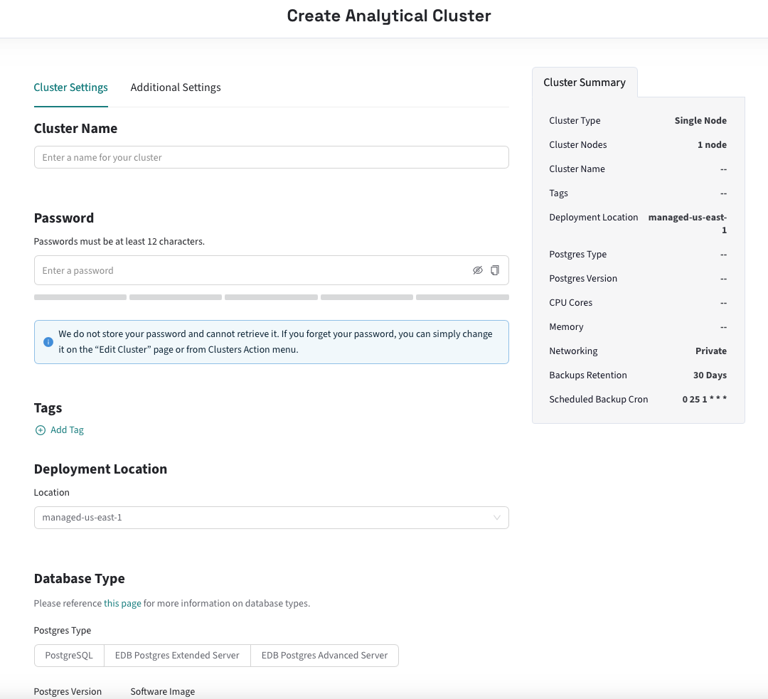 cluster settings