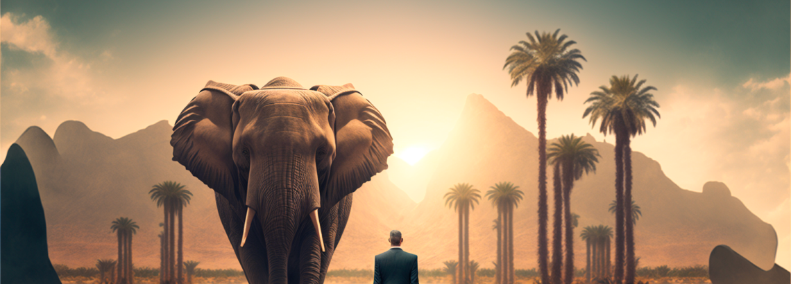 Postgres Elephant Leads Business Man to Oasis